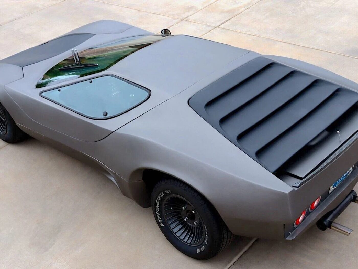 The rear deck and engine louvres of a Sterling